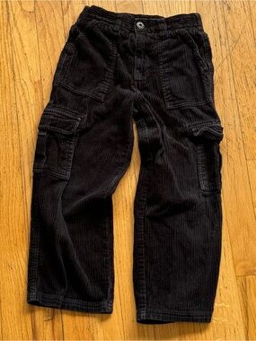 Kids Black Corduroy Cargo Jeans